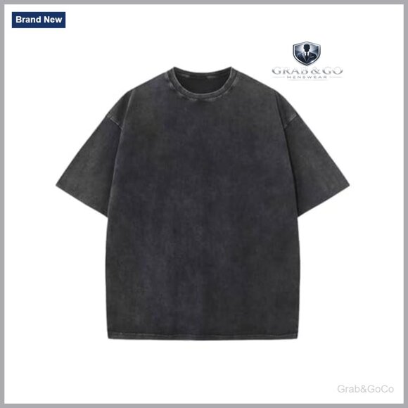 Oversized Vintage Acid Wash Cotton T-Shirt Unisex Streetwear Basic Tee - Picture 4 of 7